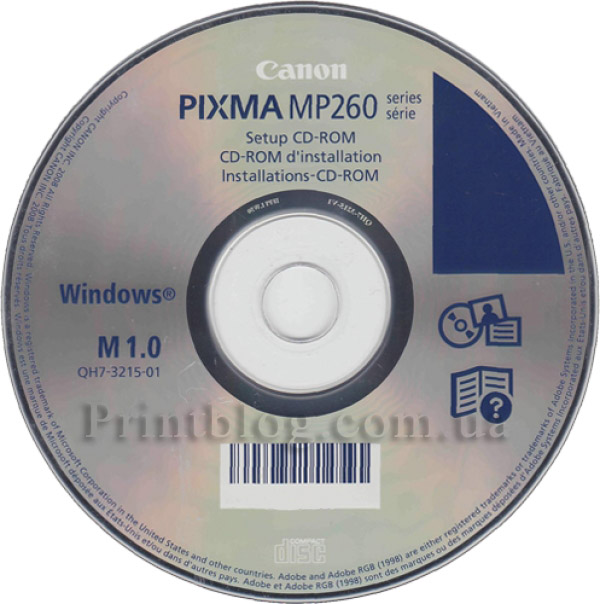 Ustanovochnij kompakt disk dlya printera canon pixma mp280 printer