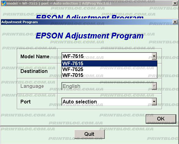 Adjustment program Epson WF 7515, WF-7015
