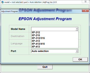 Adjustment program Epson Expression Home XP-215, 212, XP-217, 312, 315, 313, 412, 415, 413