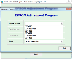 Adjustment program Epson XP-225, XP-322, XP-325, XP-323, XP-422, XP-423, XP-425 _2