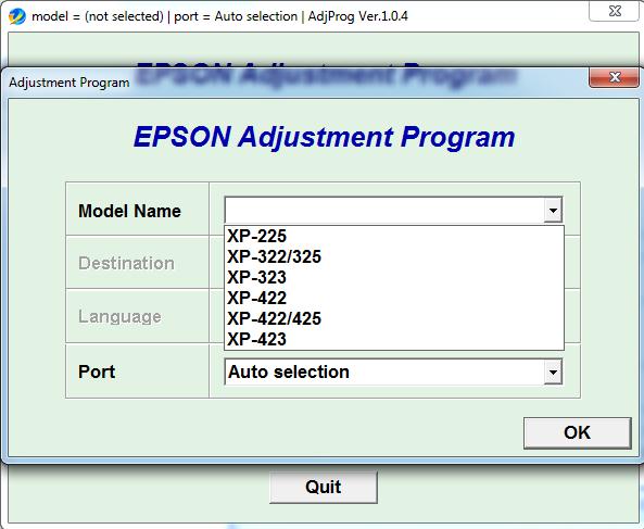 Adjustment program Epson XP-225, XP-322, XP-325, XP-323, XP-422, XP-423, XP-425 _2