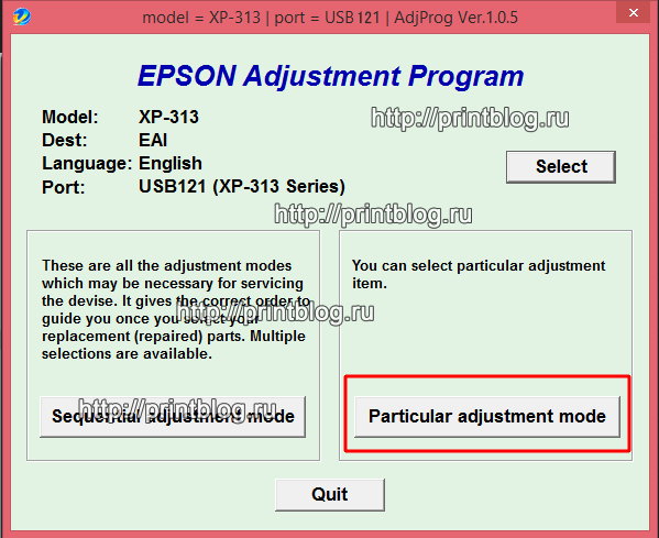 Epson XP-313, XP-413 ошибка E-10 (Е-10). Сброс памперса Epson XP-313, XP-413. Adjustment program Epson XP-313, XP-413