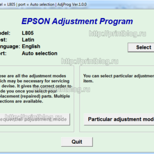 Adjustment program Epson L805