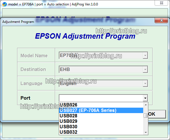 Сброс памперса на Epson EP-706A. Сброс ошибки E-11. Adjustment program Epson EP-706A