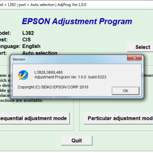 EPSON L382, L386, L486 Adjustment program Ver. 1.0.0 build 6323