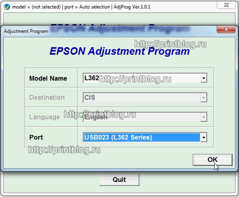 Сброс памперса Epson L362. Adjustment program Epson L132, L222, L312, L362, L364, L366, L130, L220, L310, L365, L566