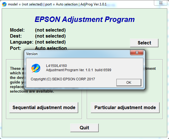 EPSON L4150, L4160 Adjustment program 