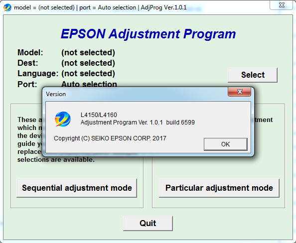 EPSON L4150, L4160 Adjustment program Ver. 1.0.1 (сброс памперса)