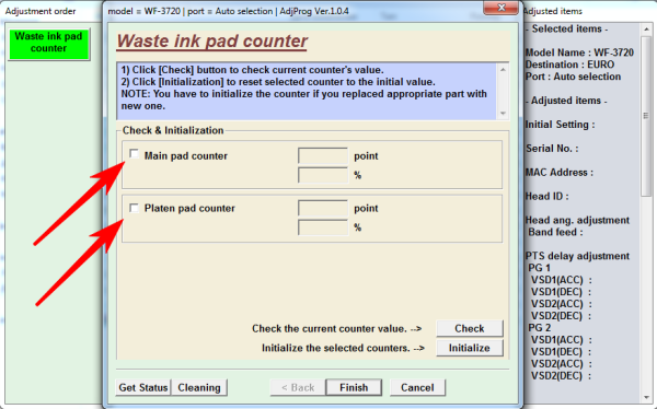 Adjustment program Epson WF-3720, WF-3725 (сброс памперса)