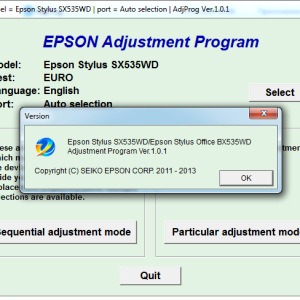 Adjustment program Epson SX535WD, Office BX535WD (Сброс памперса)