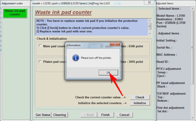 Epson L3150 Требуется техническое обслуживание. Сброс