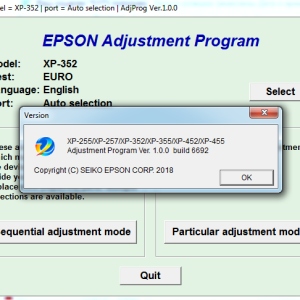 Adjustment program Epson XP-255, XP-257, XP-352, XP-355, XP-452, XP-455 (Сброс памперса)