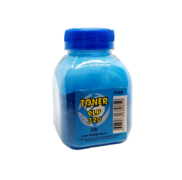 Тонер Samsung CLP-320 Cyan 50г. Булат (C460, C480, C430, HP CL 178, 179, 3170, 3175 и т.д.)
