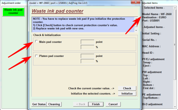 Adjustment program Epson WF-2650, WF-2660, WF-2750, WF-2751, WF-2760 (Сброс памперса)