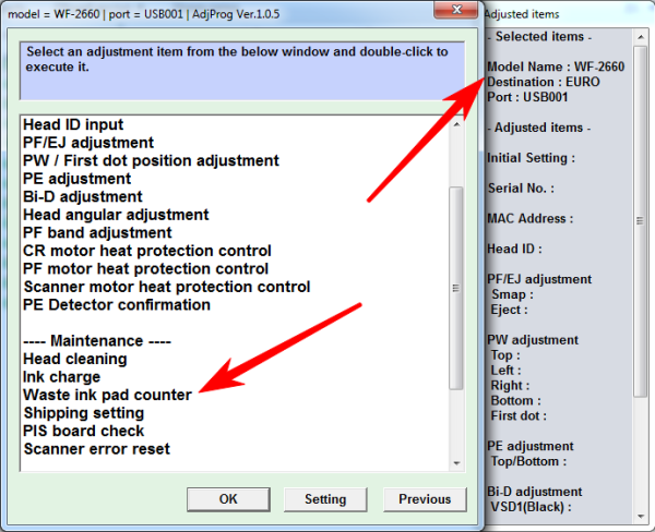 Adjustment program Epson WF-2650, WF-2660, WF-2750, WF-2751, WF-2760 (Сброс памперса)