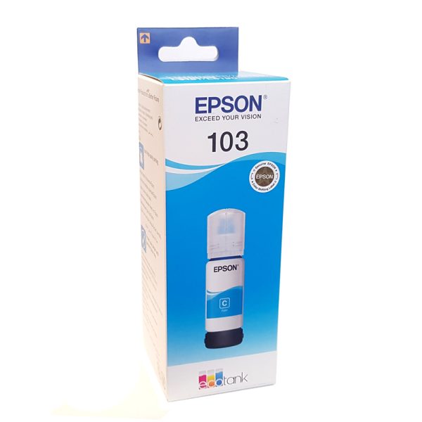 Чернила Epson 103 для L1110, L3100, L3101, L3110, L3111, L3150, L3151, L5190 и др. Cyan (синий) 65ml (C13T00S24A)