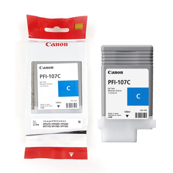 Картридж Canon PFI-107 Cyan 130 мл. для iPF670, iPF680, iPF685, iPF770, iPF780, iPF785 (оригинальный)