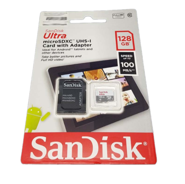 Карта памяти microSDXC 128Gb Sandisk UHS-I class 10 Uitra + адаптера SD (SDSQUNR-128G-GN6TA)