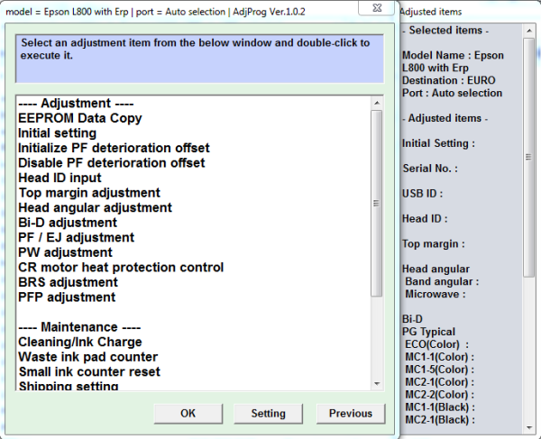 Adjustment program Epson L800, L800 With Erp (Полная версия)