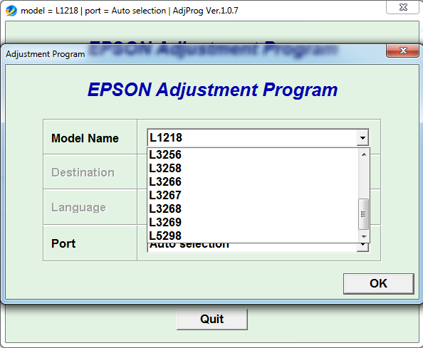 Adjustment program Epson L1218, L1258, L1259, L3218, L3219, L3251, L3253, L3255, L3256, L3258, L3266, L3267, L3268, L3269, L5298