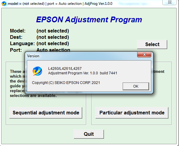 Adjustment program Epson L4260, L4261, L4267