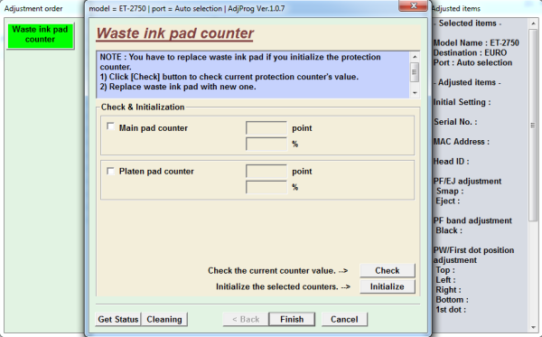 Adjustment program Epson ET-2700, ET-2750, ET-2751, ET-2756