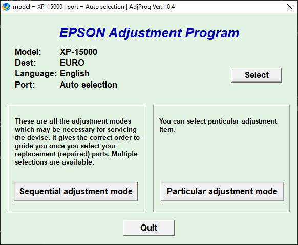 Adjustment program Epson XP-15000 (ПАМПЕРС НЕ СБРАСЫВАЕТ, только Platen pad counter)