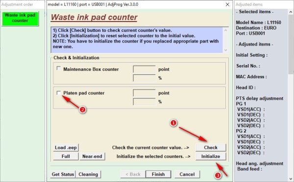Adjustment program Epson L11160, L15160, L15180 (ПАМПЕРС НЕ СБРАСЫВАЕТ, только Platen pad counter)