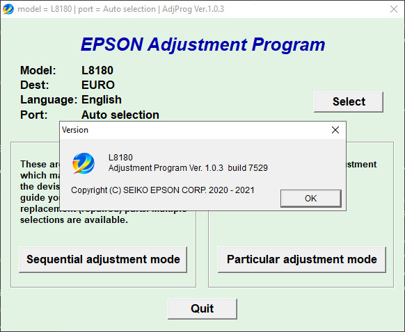 Adjustment program Epson L8180 (ПАМПЕРС НЕ СБРАСЫВАЕТ, только Platen pad counter)
