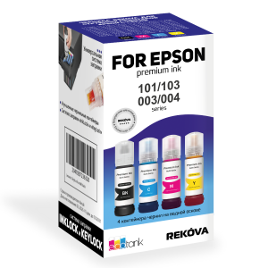 Комплект чернил REKOVA для Epson 101, водорастворимые, в коробке, 4x70 мл