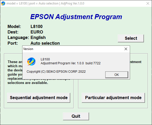 Adjustment program Epson L8100 (ПАМПЕРС НЕ СБРАСЫВАЕТ, только Platen pad counter)