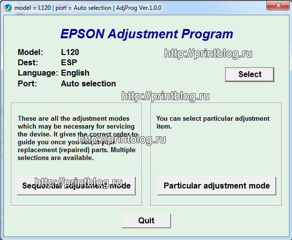 Epson l120 adjustment program скачать